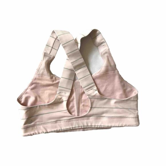 Lululemon Womens All Sport Bra SZ 4 6? Pink Stripe Medium Support Yoga Run EUC! - Picture 5 of 9
